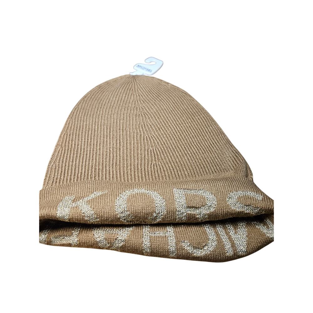 Michael Kors Collection Knit Beanie Brown Beige OSFM
